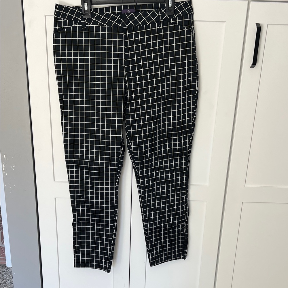 NYDJ Black and White Grid Pants